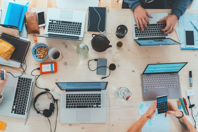 A senior software team at work